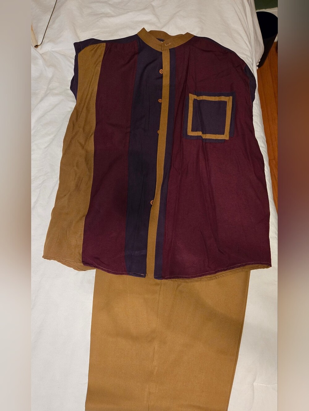 Men's Two-Tone Brown and Burgundy Pants